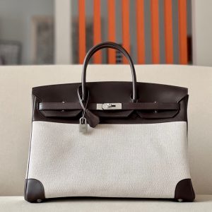 Birkin HSS 40 Barenia and Canvas in Ebene(46) Palladium hardware