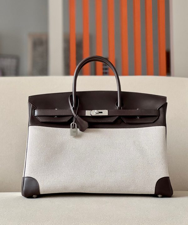 Birkin HSS 40 Barenia and Canvas in Ebene(46) Palladium hardware