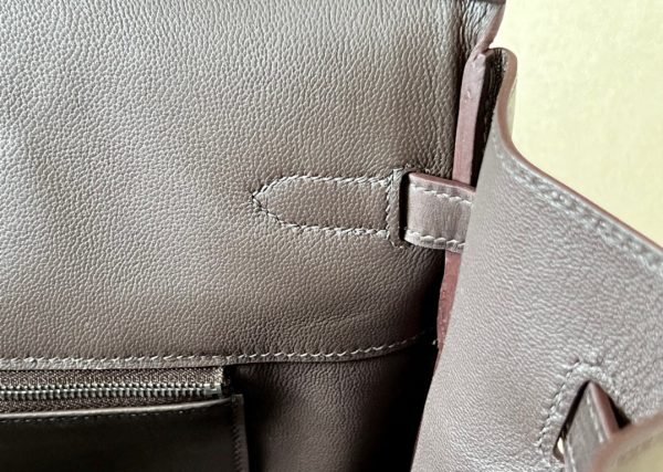 Birkin HSS 40 Barenia and Canvas in Ebene(46) Palladium hardware - Image 3