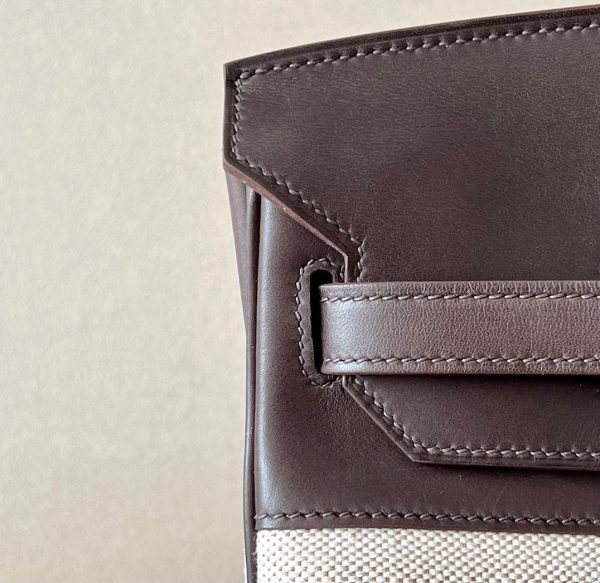 Birkin HSS 40 Barenia and Canvas in Ebene(46) Palladium hardware - Image 4