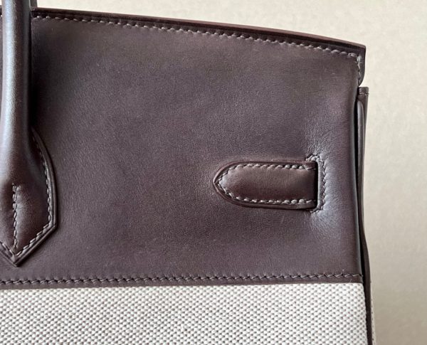 Birkin HSS 40 Barenia and Canvas in Ebene(46) Palladium hardware - Image 5
