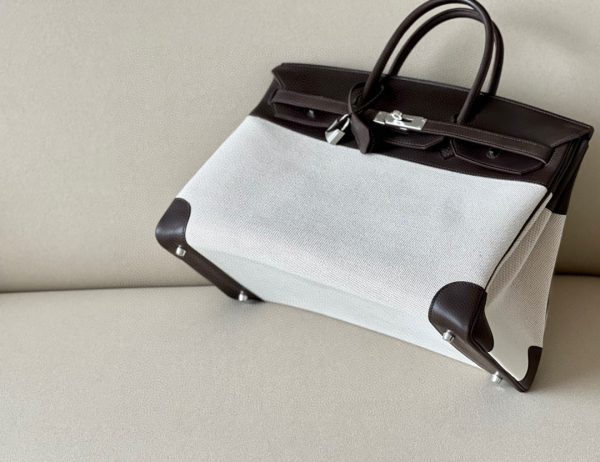 Birkin HSS 40 Barenia and Canvas in Ebene(46) Palladium hardware - Image 7