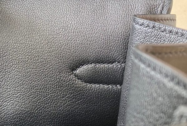 Birkin HSS 40 Barenia and Canvas in Noir(89) Palladium hardware - Image 7