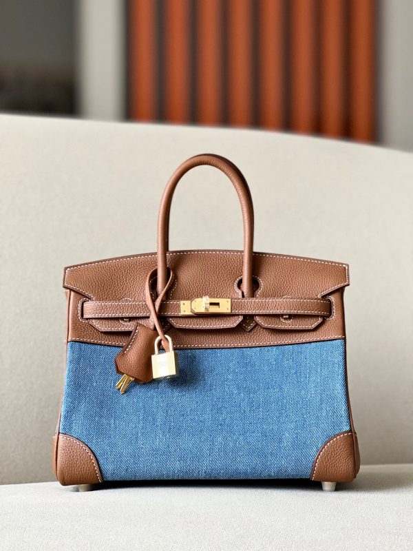 Birkin HSS 25 Togo and Canvas Gold(37) Gold Hardware