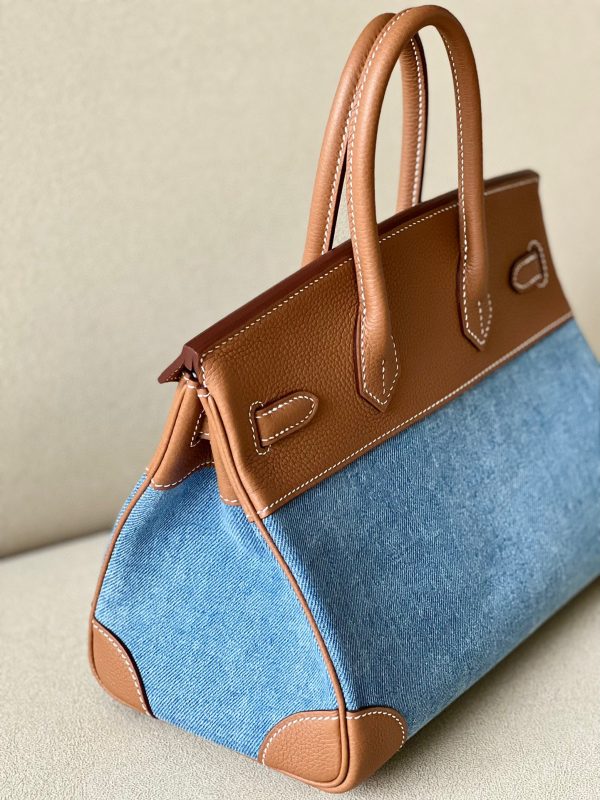 Birkin HSS 25 Togo and Canvas Gold(37) Gold Hardware - Image 2