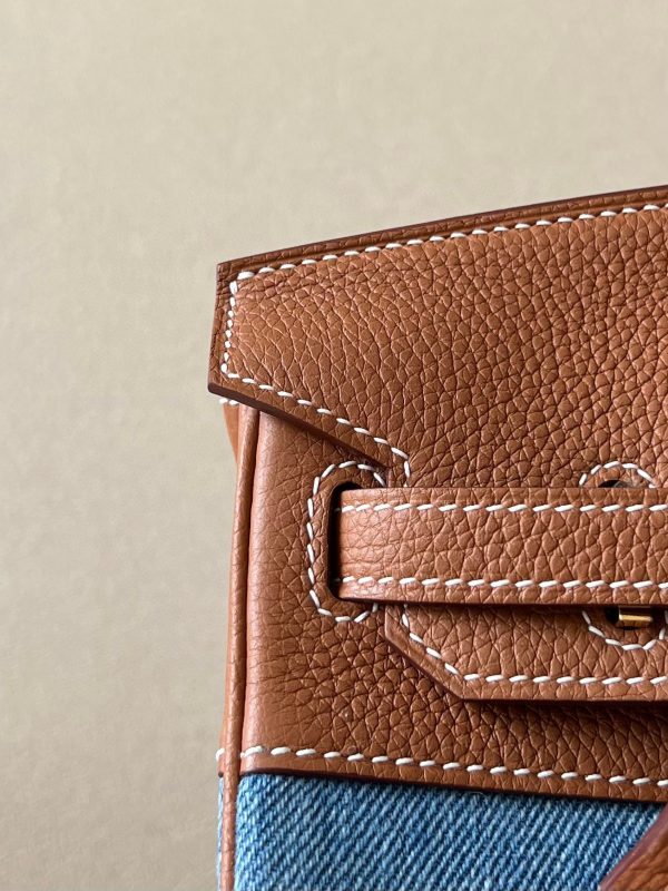 Birkin HSS 25 Togo and Canvas Gold(37) Gold Hardware - Image 4