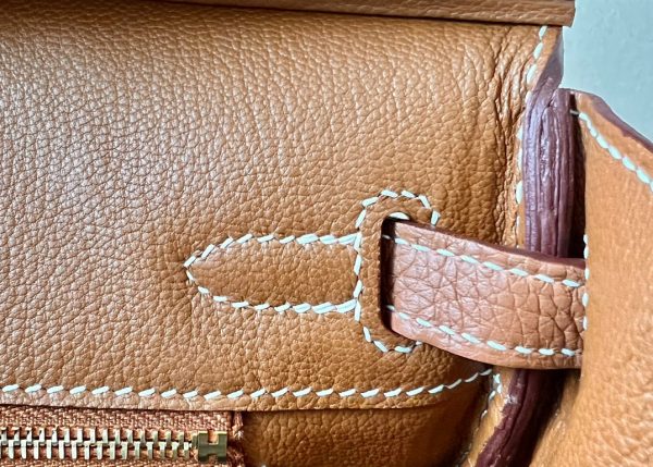 Birkin HSS 25 Togo and Canvas Gold(37) Gold Hardware - Image 6