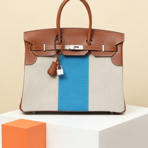 Birkin HSS 35 Barenia and Canvas Gold(37) Palladium Hardware