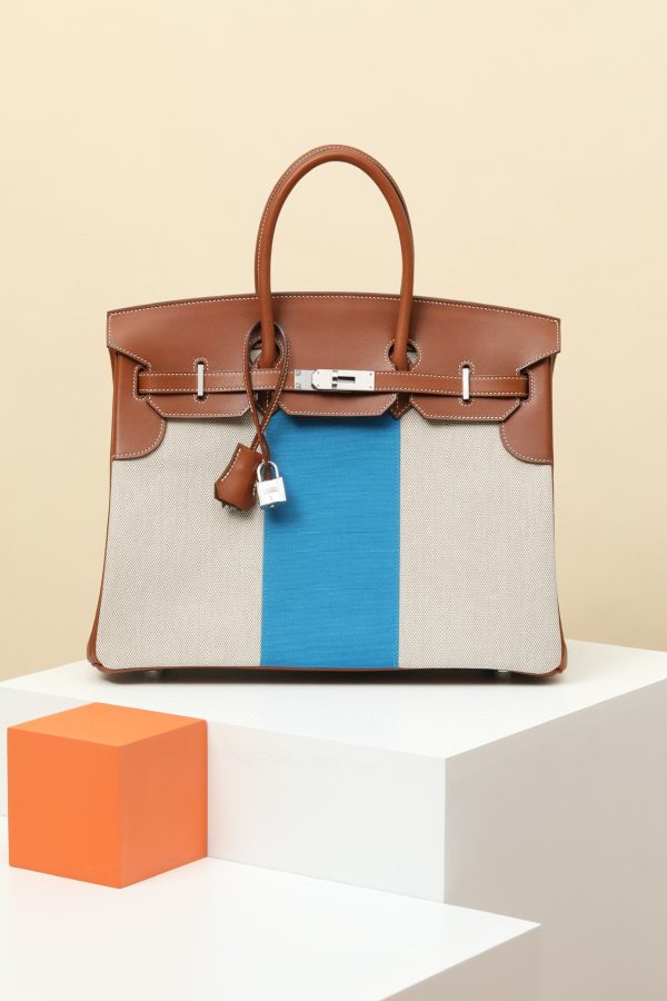 Birkin HSS 35 Barenia and Canvas Gold(37) Palladium Hardware