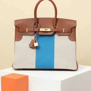Birkin HSS 35 Barenia and Canvas Gold(37) Gold Hardware