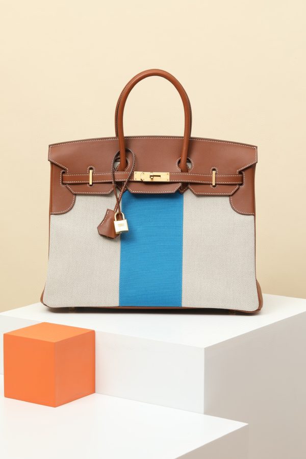 Birkin HSS 35 Barenia and Canvas Gold(37) Gold Hardware