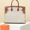 Birkin HSS 35 Barenia and Canvas Gold(37) Gold Hardware - Image 3