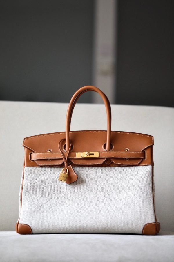Birkin HSS 35 Barenia and Canvas in Gold(37) Gold hardware