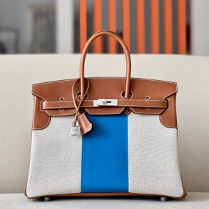 Birkin HSS 35 Barenia and Canvas in Gold(37) Palladium hardware