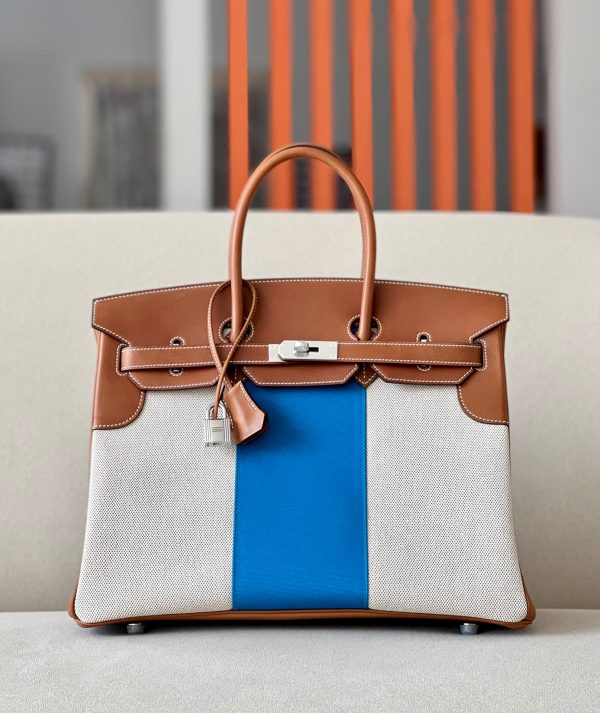 Birkin HSS 35 Barenia and Canvas in Gold(37) Palladium hardware