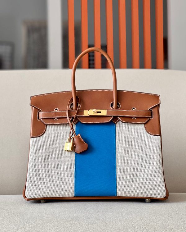 Birkin HSS 35 Barenia and Canvas in Gold(37) Gold hardware