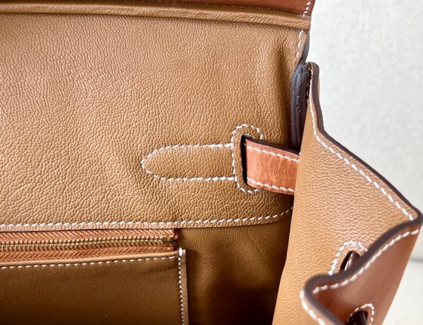 Birkin HSS 35 Barenia and Canvas in Gold(37) Gold hardware - Image 3