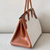 Birkin HSS 35 Barenia and Canvas in Gold(37) Gold hardware - Image 6