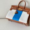 Birkin HSS 35 Barenia and Canvas in Gold(37) Gold hardware - Image 7