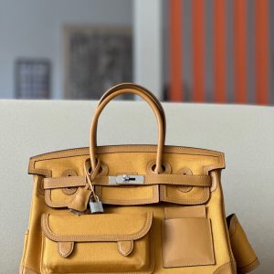 Birkin Cargo 35 Canvas and Swift Sesame(2S) Palladium Hardware