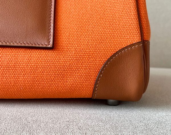 Birkin Cargo 35 Canvas and Swift Orange(93) and Gold(37) Palladium Hardware - Image 4