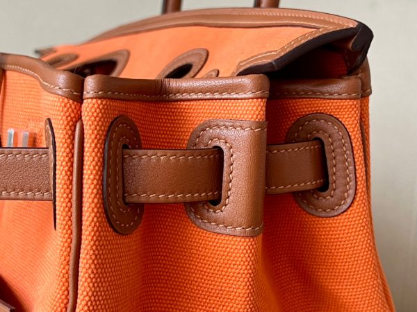 Birkin Cargo 35 Canvas and Swift Orange(93) and Gold(37) Palladium Hardware - Image 6