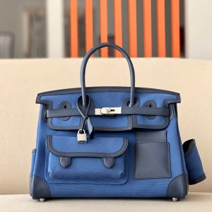 Birkin Cargo 35 Canvas and Swift Blue Ocean(Z7) and Blue Marine(78) Palladium Hardware