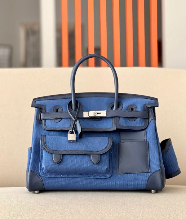 Birkin Cargo 35 Canvas and Swift Blue Ocean(Z7) and Blue Marine(78) Palladium Hardware