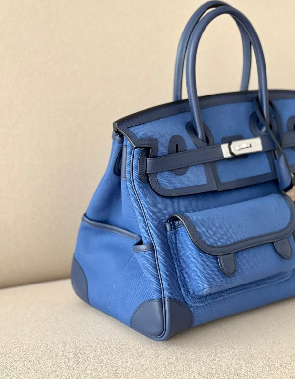 Birkin Cargo 35 Canvas and Swift Blue Ocean(Z7) and Blue Marine(78) Palladium Hardware - Image 2
