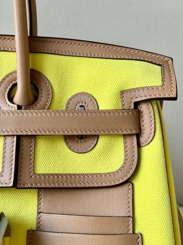 Birkin Cargo 35 Canvas and Swift Lime(9R) and Chai(0M) Palladium Hardware - Image 3