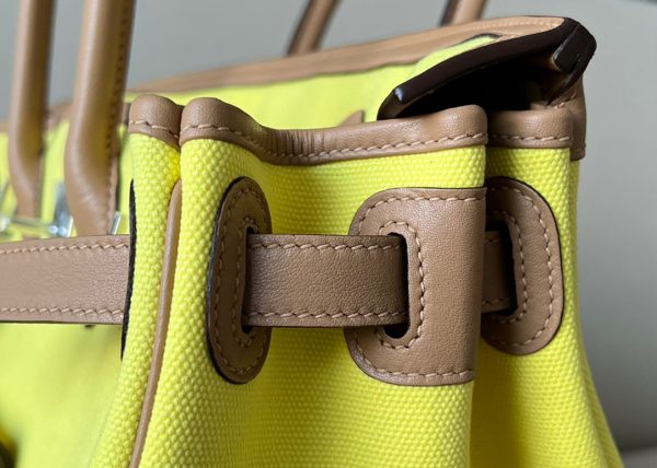 Birkin Cargo 35 Canvas and Swift Lime(9R) and Chai(0M) Palladium Hardware - Image 5