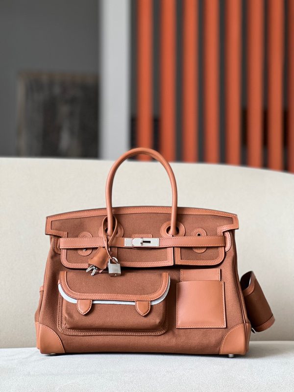 Birkin Cargo 35 Canvas and Swift Gold(37) Palladium Hardware