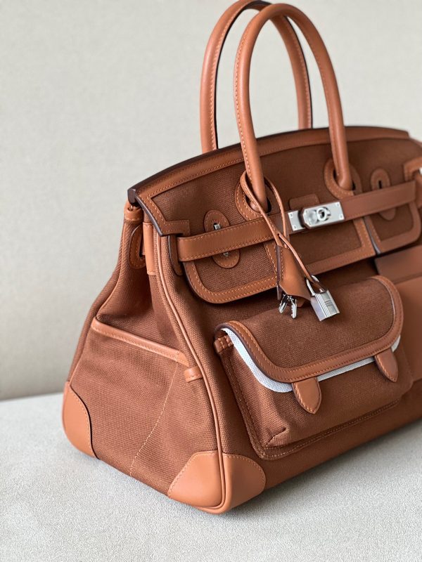 Birkin Cargo 35 Canvas and Swift Gold(37) Palladium Hardware - Image 2
