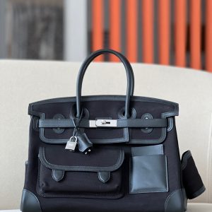 Birkin Cargo 35 Canvas and Swift Noir(89) Palladium Hardware