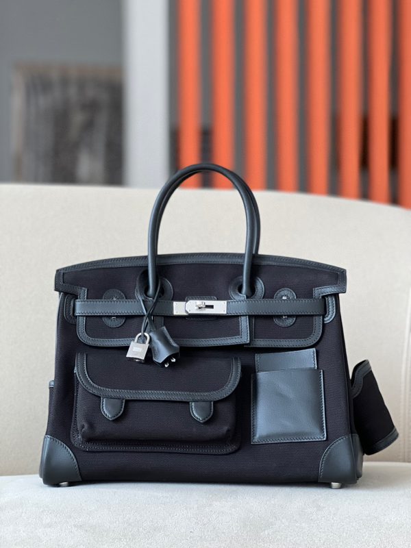 Birkin Cargo 35 Canvas and Swift Noir(89) Palladium Hardware