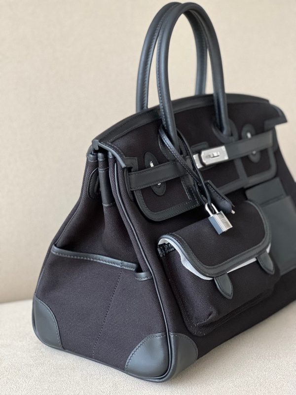 Birkin Cargo 35 Canvas and Swift Noir(89) Palladium Hardware - Image 2