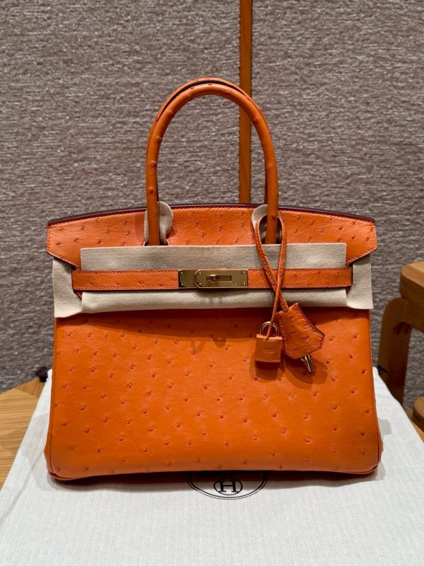 Birkin 30 Ostrich Orange (93) Gold Hardware
