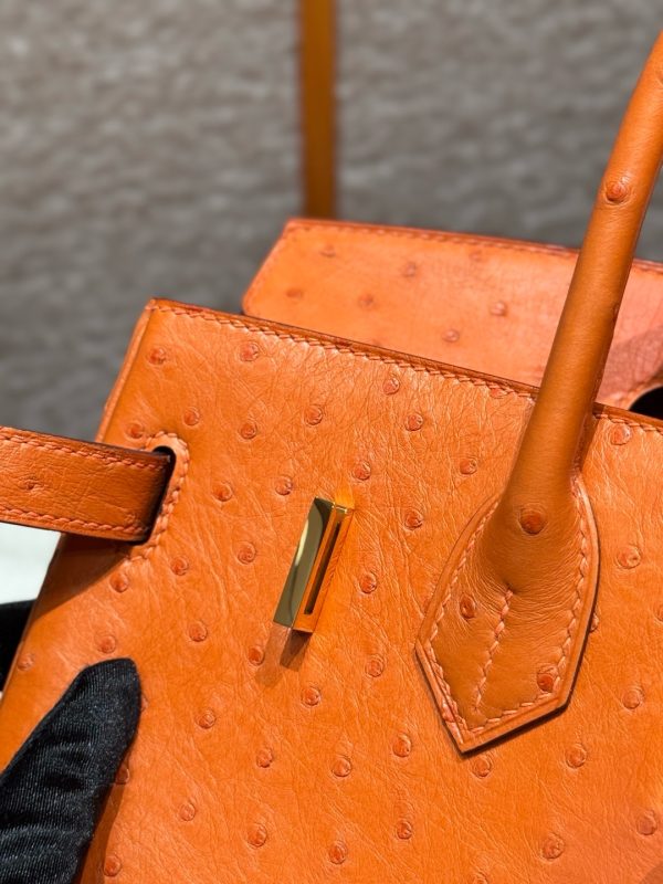 Birkin 30 Ostrich Orange (93) Gold Hardware - Image 9