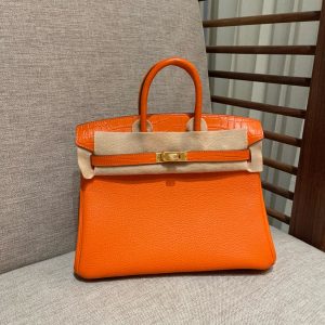 Birkin Touch ?30 Togo With Crocodile Orange (93) Gold Hardware