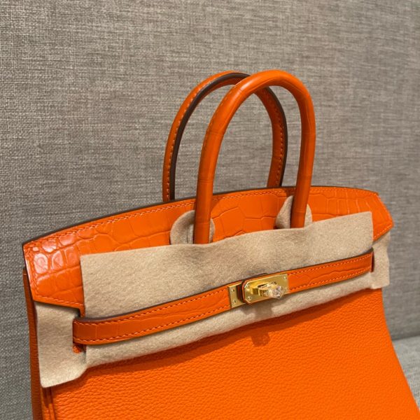 Birkin Touch ?30 Togo With Crocodile Orange (93) Gold Hardware - Image 2