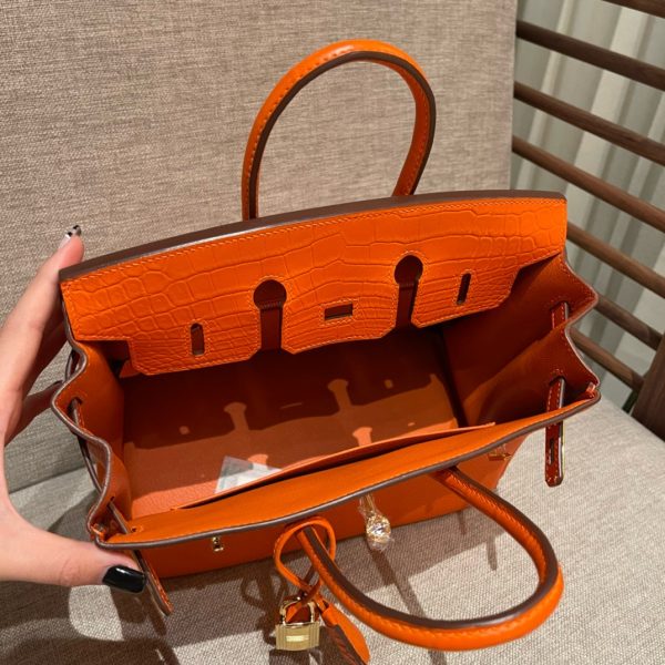 Birkin Touch ?30 Togo With Crocodile Orange (93) Gold Hardware - Image 6