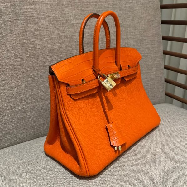 Birkin Touch ?30 Togo With Crocodile Orange (93) Gold Hardware - Image 8