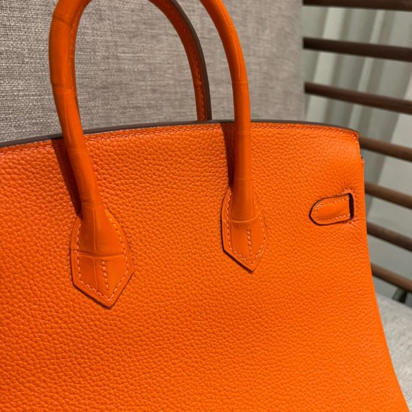 Birkin Touch ?30 Togo With Crocodile Orange (93) Gold Hardware - Image 9