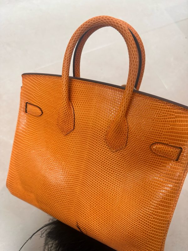 Birkin 25 Lizard Orange (93) Palladium Hardware - Image 7