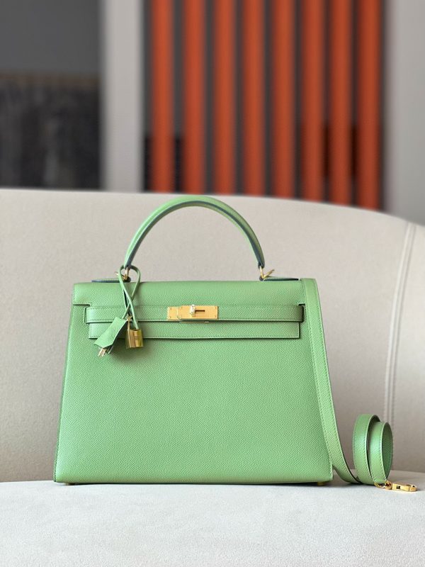Kelly 32 Epsom Vert Criquet(3I) Gold Hardware
