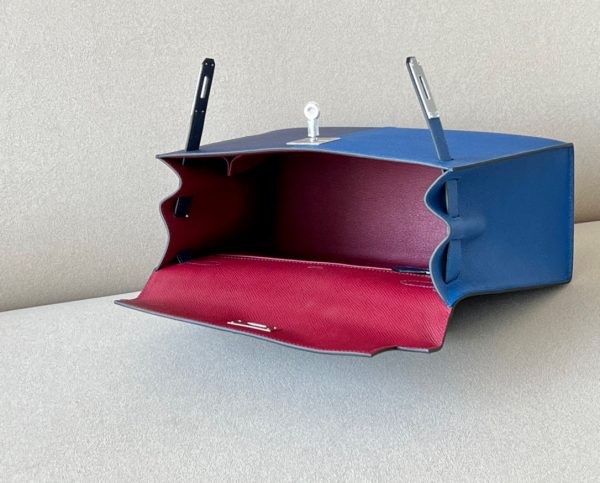 Kelly HSS 28 Epsom Bleu Saphir (73) and Bleu France (71) and Rouge Grenade(K1) Palladium Hardware - Image 5