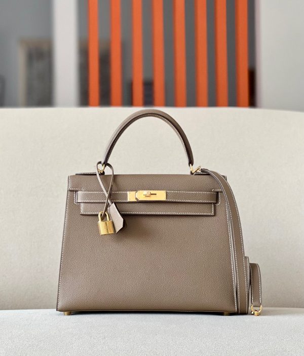Kelly 28 Epsom Etoupe(18) Gold Hardware