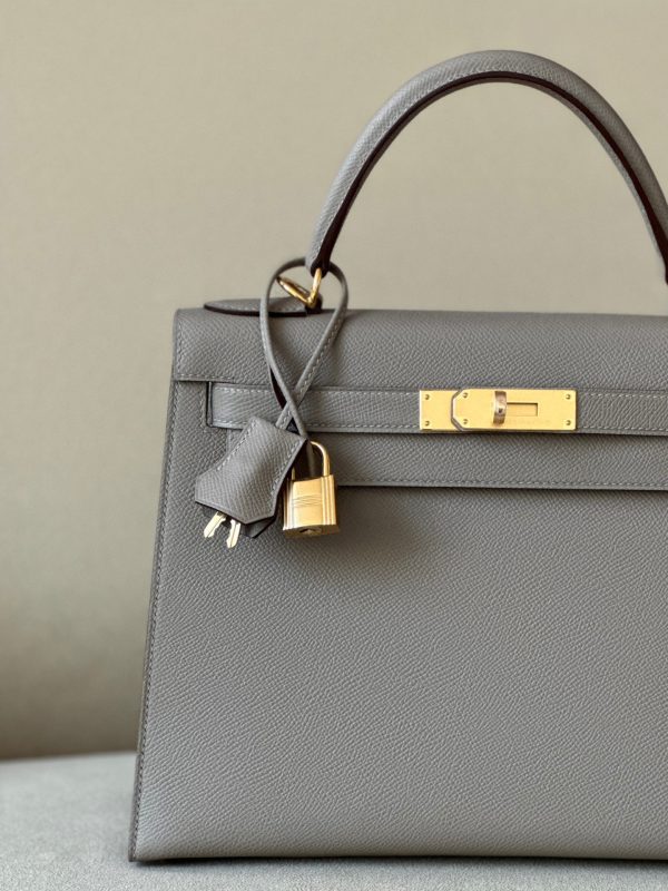 Kelly 28 Epsom Gris Asphalte (M8) Gold Hardware - Image 2
