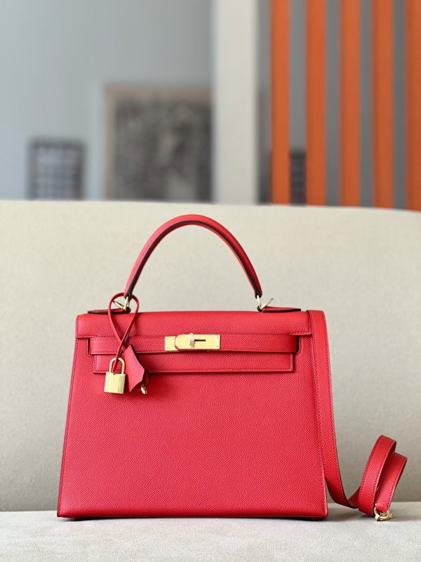 Kelly 28 Epsom Rouge de Coeur(S3) Gold Hardware