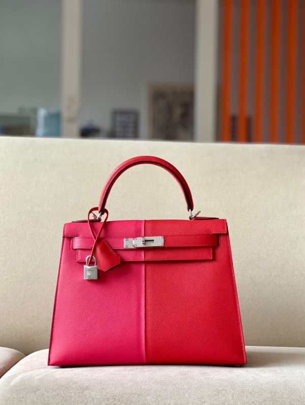 Kelly HSS 28 Epsom Rouge de Coeur(S3) and Rose Extreme(I6) and Blue Zanzibar(B3) Palladium Hardware